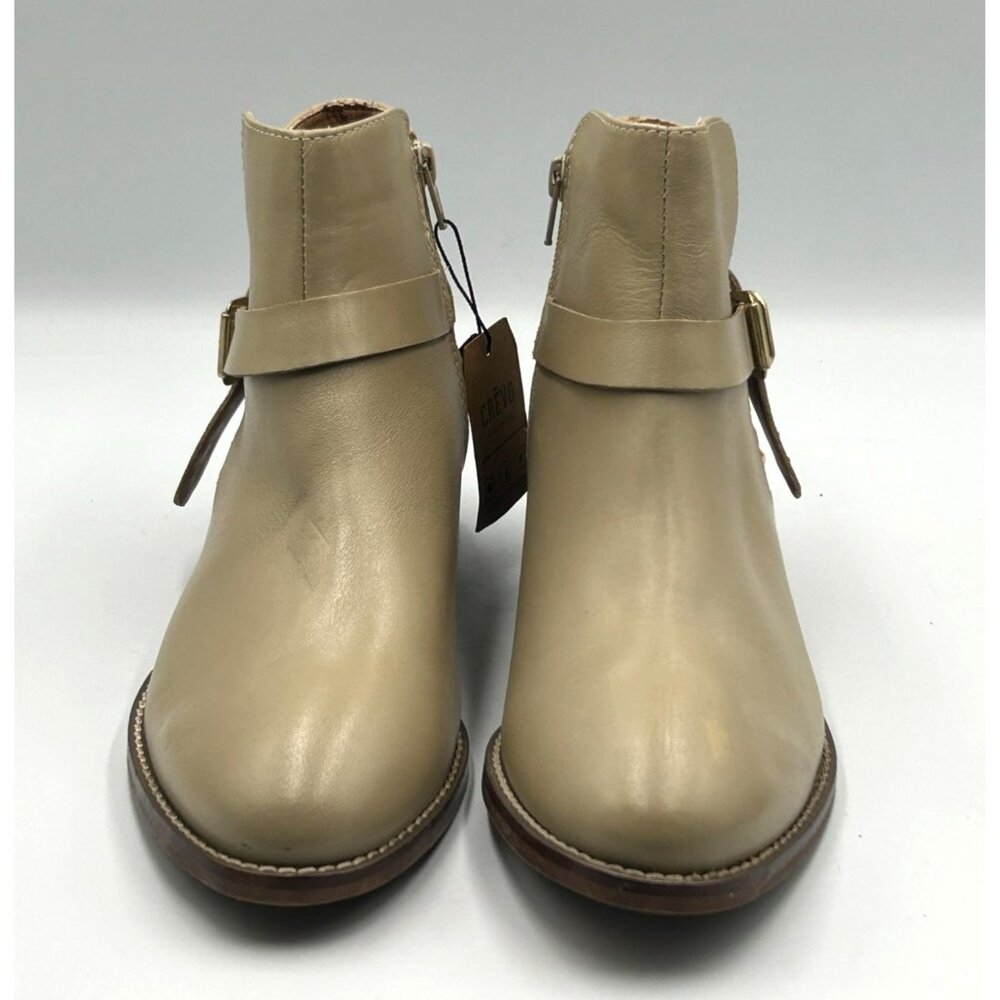 NWT Crevo Women's Beige Leather Strap Buckle Design Ankle Boots Size 8.5 2973 - Picture 14 of 16